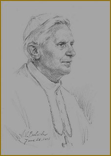 Pope Benedict XVI, sketch by Igor Babailov, Pope John Paul II Center