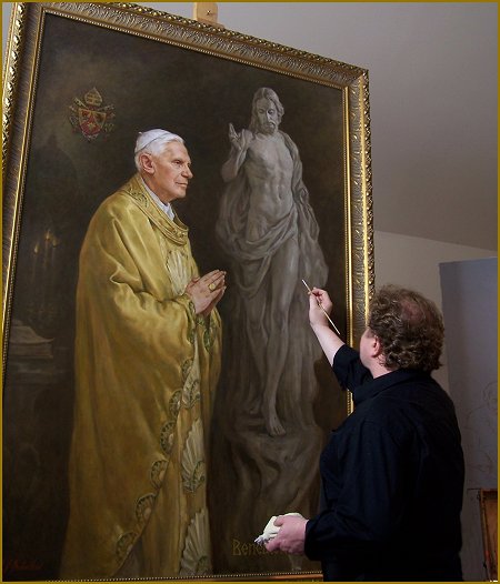 Igor Babailov, painting the Vatican Portrait of Pope Benedict XVI
