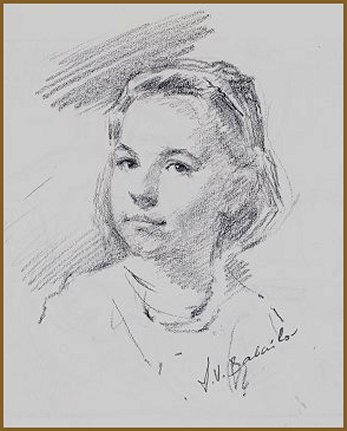 Meredith Crimmins, portrait sketch by Igor Babailov