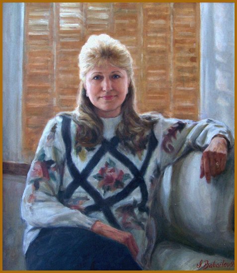 Portrait of Elizabeth Dinkel, by Igor Babailov; oil portraits of women