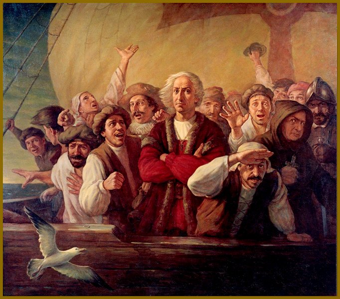 Columbus Painting, Arrival of Columbus in the Americas, For Gold, God and Glory - Portrait of Columbus, by Igor Babailov