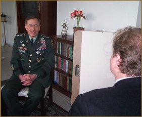 At work on the portrait of General David Petraeus, by Igor Babailov, life portrait sitting.