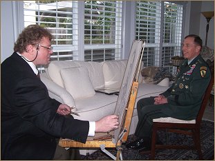 General David Petraeus and artist Igor Babasilov, the portrait sitting