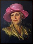 Lady in Pink Hat, Pastel portrait by Igor Babailov