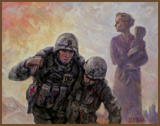 Not Alone painting, by Igor Babailov, Dedicated to warriors and their families.
