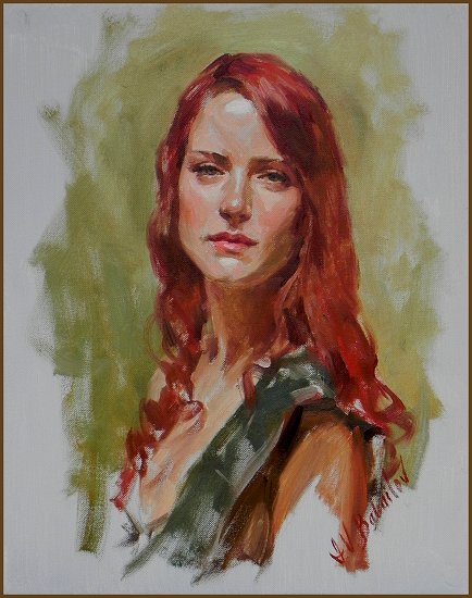 Portrait of a beautiful Irish woman, oil portrait study by Igor Babailov